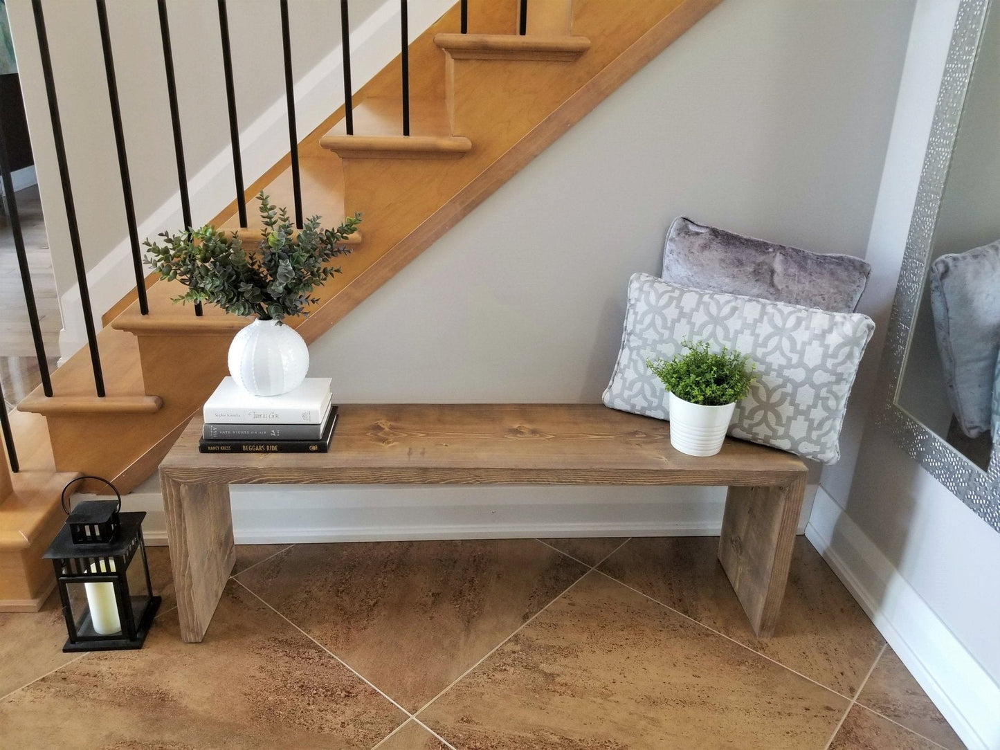 Solid Wood Entryway Bench - MJ