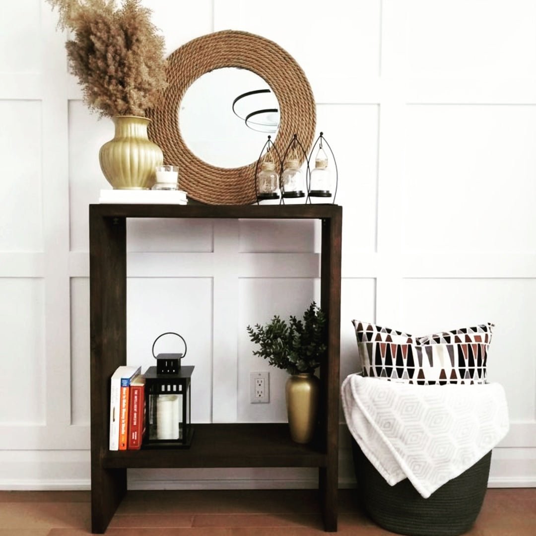 Solid Wood Shelving Unit / Tall Console Table with Shelf - MJ